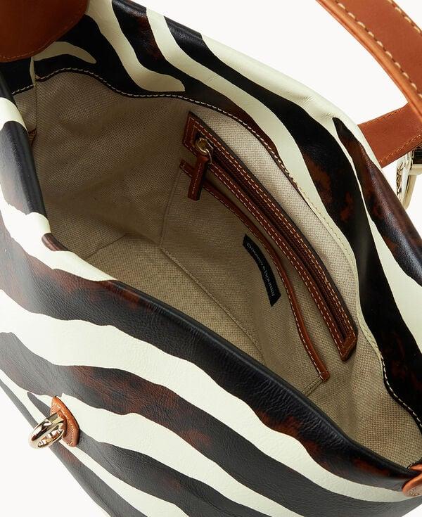 Dooney & Bourke Zebra Leather Logo Lock Hobo Zebra