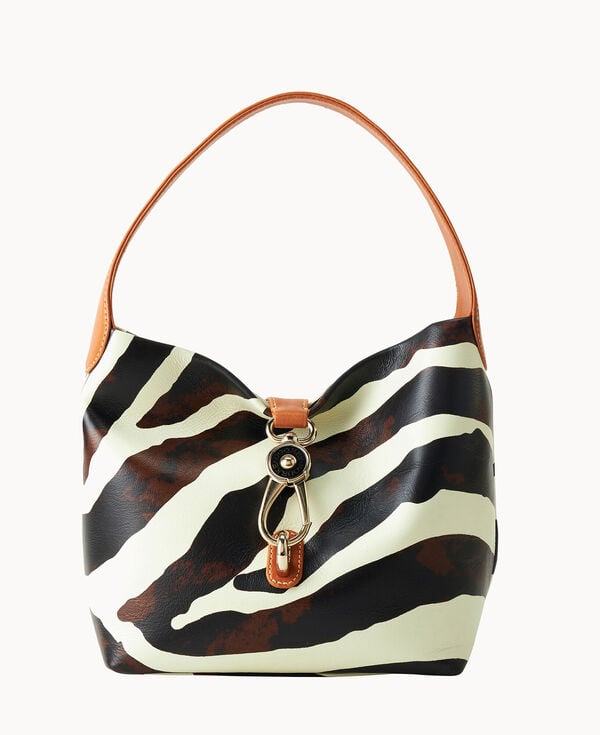 dooney & bourke Zebra Leather Logo Lock Hobo Zebra
