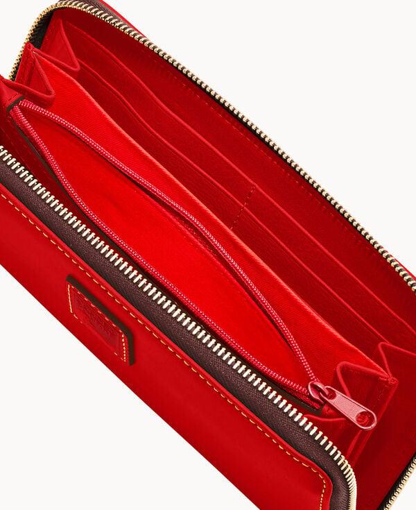 Dooney & Bourke Florentine Large Zip Around Wristlet Red