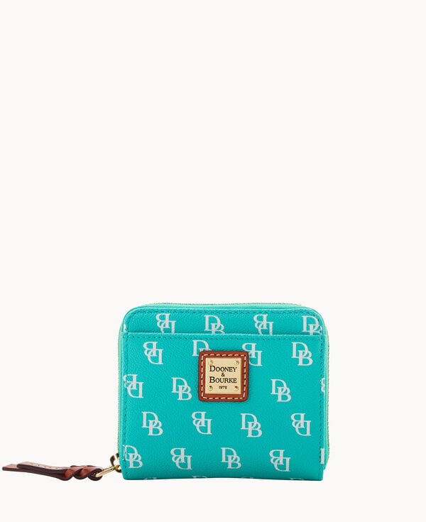 dooney & bourke Gretta Small Zip Around Wallet Sea Foam