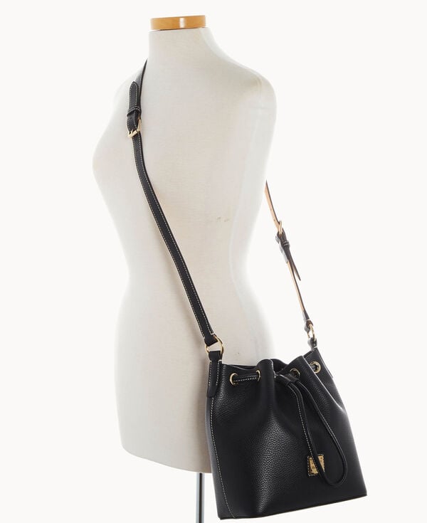 Dooney & Bourke Lucca Leather Crossbody Drawstring Black