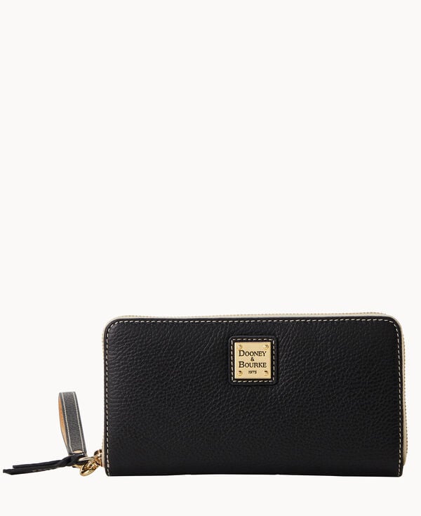 dooney & bourke Lucca Leather Large Zip Around Wristlet Black