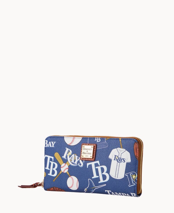 Dooney & Bourke MLB Rays Large Zip Around Wristlet Navy