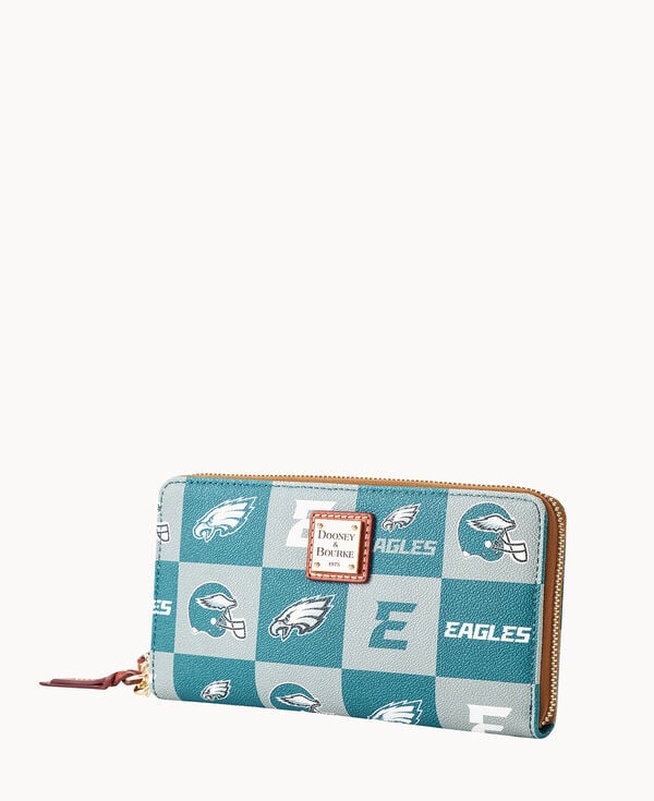 Dooney & Bourke NFL Eagles Large Zip Around Wristlet Green