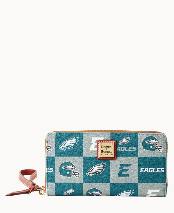 dooney & bourke NFL Eagles Large Zip Around Wristlet Green