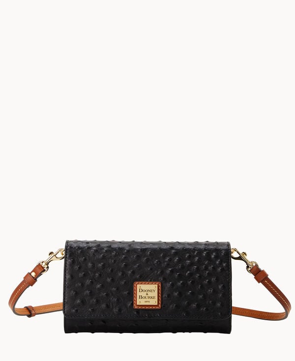 dooney & bourke Ostrich Daphne Crossbody Wallet Black
