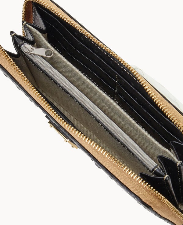 Dooney & Bourke Ostrich Large Zip Around Wristlet Black