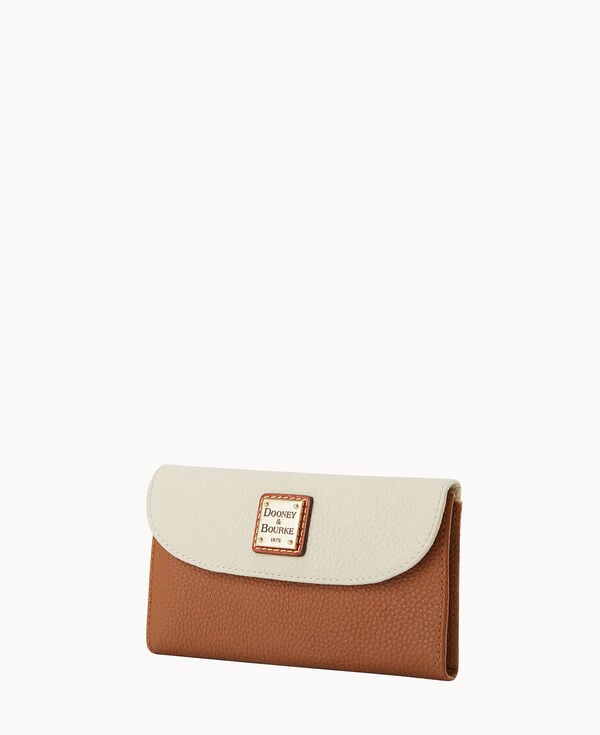 Dooney & Bourke Pebble Color Block Continental Clutch Bone Caramel