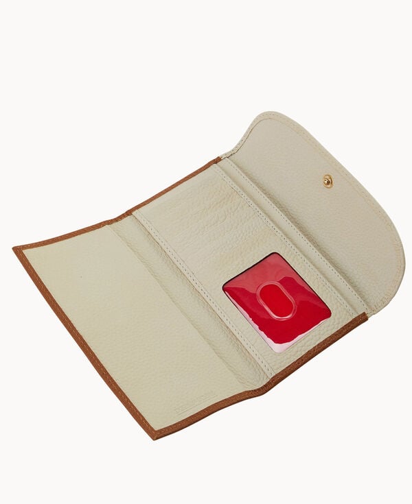 Dooney & Bourke Pebble Color Block Continental Clutch Bone Caramel