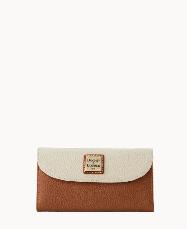 dooney & bourke Pebble Color Block Continental Clutch Bone Caramel