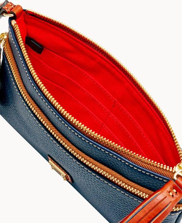 Dooney & Bourke Pebble Grain Double Zip Wristlet Midnight Blue