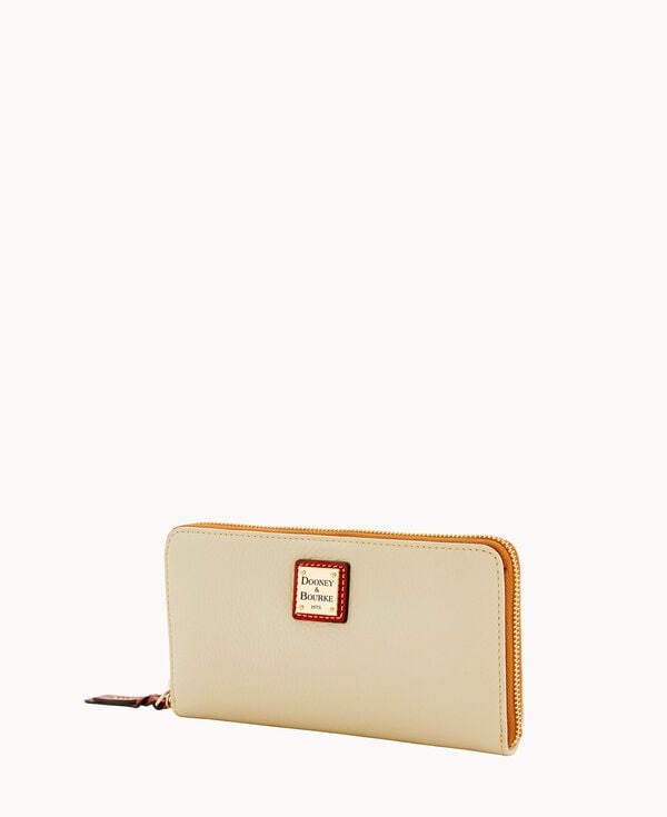 Dooney & Bourke Pebble Grain Large Zip Around Wristlet Bone