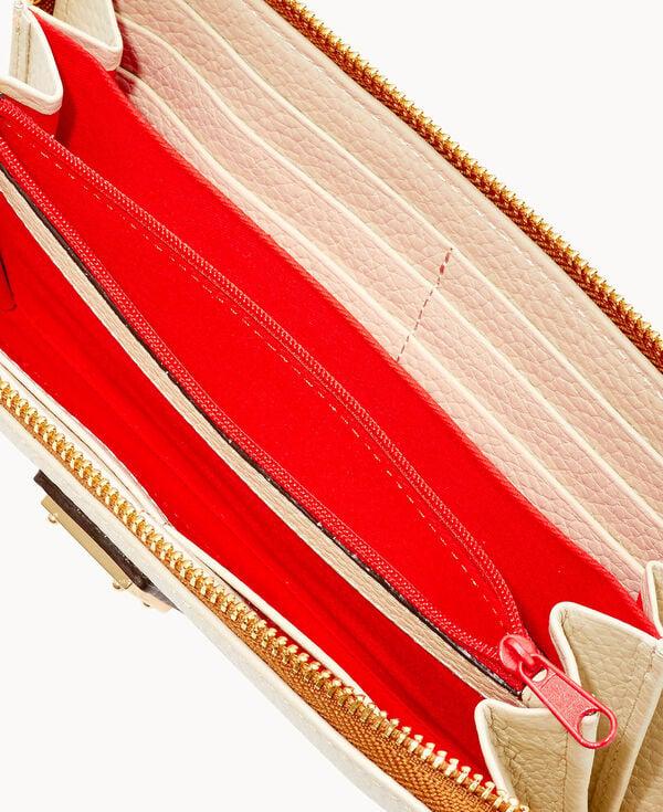 Dooney & Bourke Pebble Grain Large Zip Around Wristlet Bone