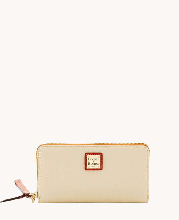 dooney & bourke Pebble Grain Large Zip Around Wristlet Bone
