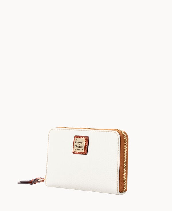 Dooney & Bourke Pebble Grain Medium Zip Around Wallet White