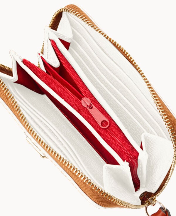 Dooney & Bourke Pebble Grain Medium Zip Around Wallet White