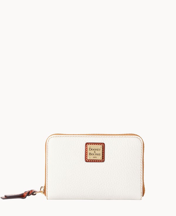 dooney & bourke Pebble Grain Medium Zip Around Wallet White