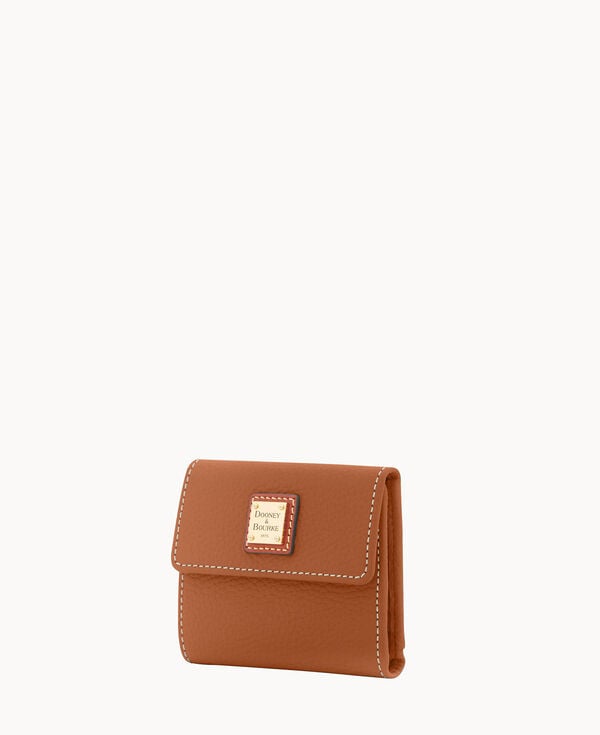 Dooney & Bourke Pebble Grain Small Flap Wallet Caramel