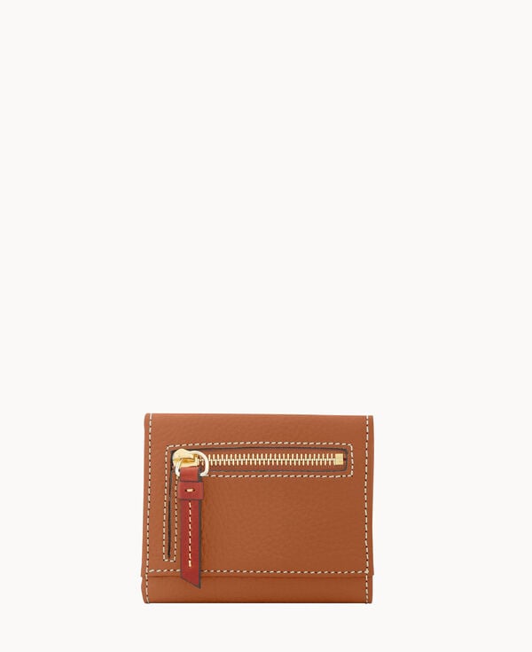 Dooney & Bourke Pebble Grain Small Flap Wallet Caramel