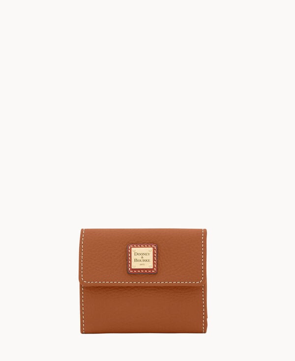 dooney & bourke Pebble Grain Small Flap Wallet Caramel
