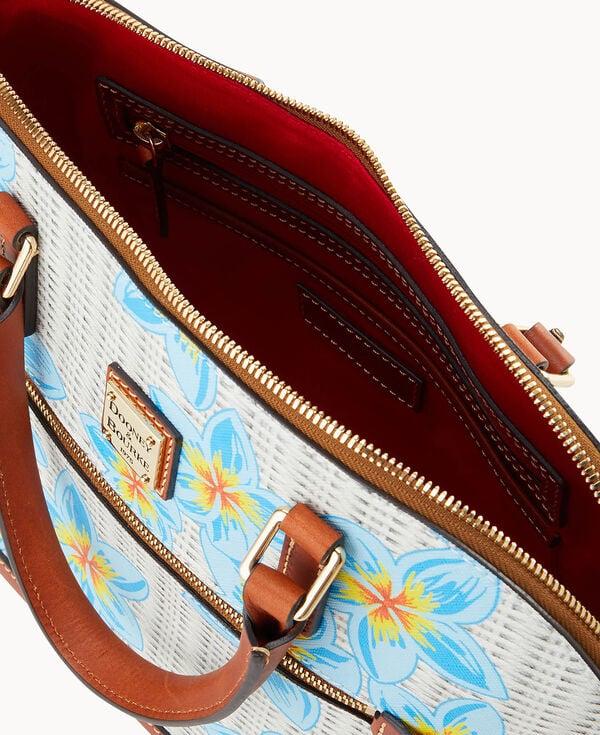 Dooney & Bourke Plumeria Domed Zip Satchel Sky Blue White