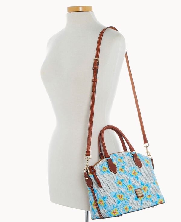 Dooney & Bourke Plumeria Geena Satchel Sky Blue White
