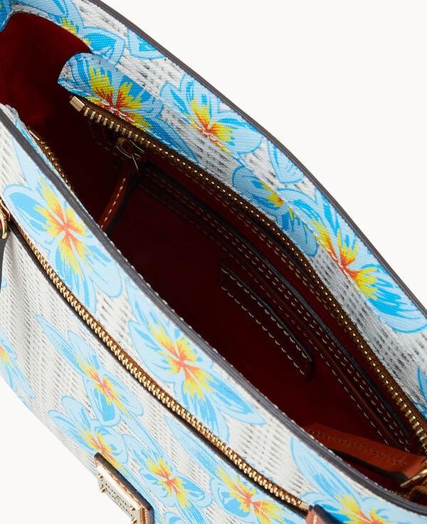 Dooney & Bourke Plumeria Zip Crossbody Sky Blue White