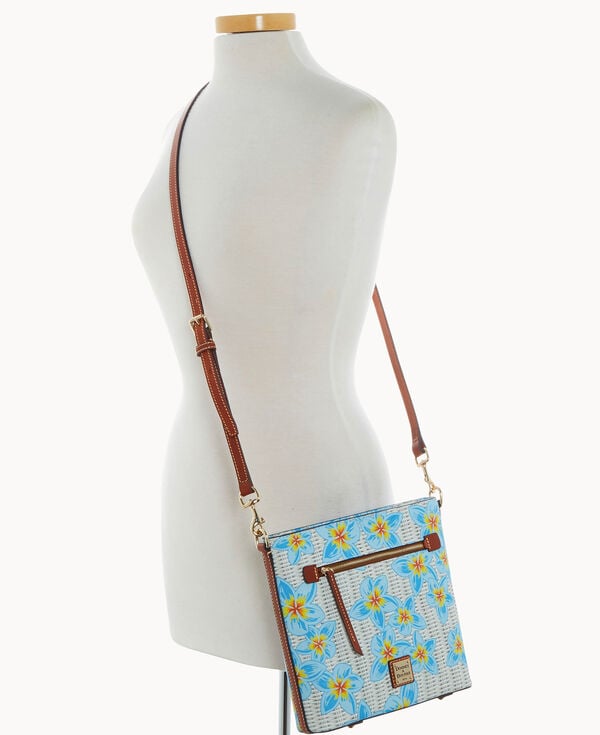 Dooney & Bourke Plumeria Zip Crossbody Sky Blue White