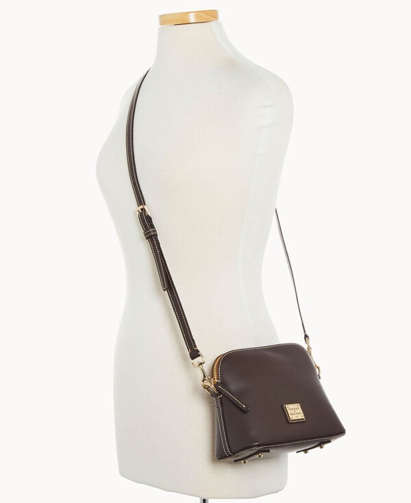 Dooney & Bourke Quincey Zip Domed Crossbody Brown Tmoro