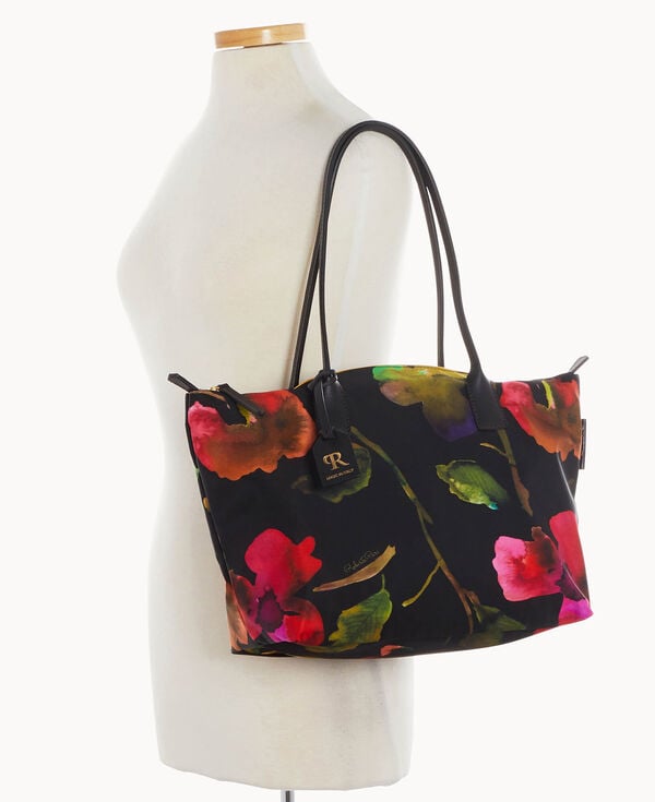 Dooney & Bourke Roberta Pieri Flower Classic Large Robertina Tote Black Black