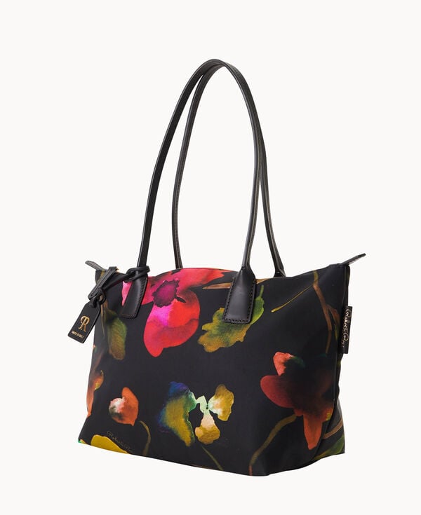Dooney & Bourke Roberta Pieri Flower Classic Sm Robertina Tote W Long Handle Black Black