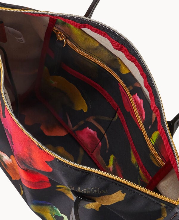 Dooney & Bourke Roberta Pieri Flower Classic Sm Robertina Tote W Long Handle Black Black