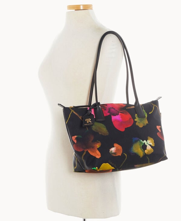 Dooney & Bourke Roberta Pieri Flower Classic Sm Robertina Tote W Long Handle Black Black