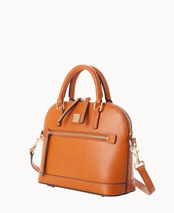 Dooney & Bourke Saffiano Small Domed Zip Satchel Natural