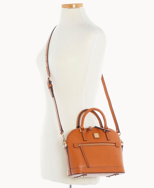 Dooney & Bourke Saffiano Small Domed Zip Satchel Natural