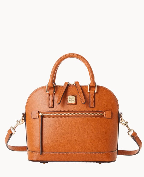 dooney & bourke Saffiano Small Domed Zip Satchel Natural