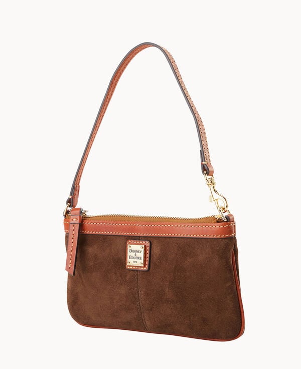 Dooney & Bourke Suede Large Slim Wristlet Brown Tmoro