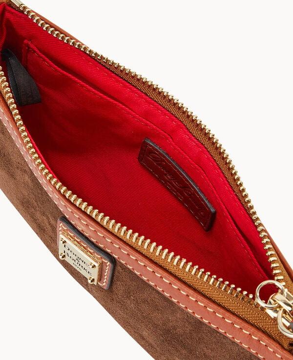 Dooney & Bourke Suede Large Slim Wristlet Brown Tmoro