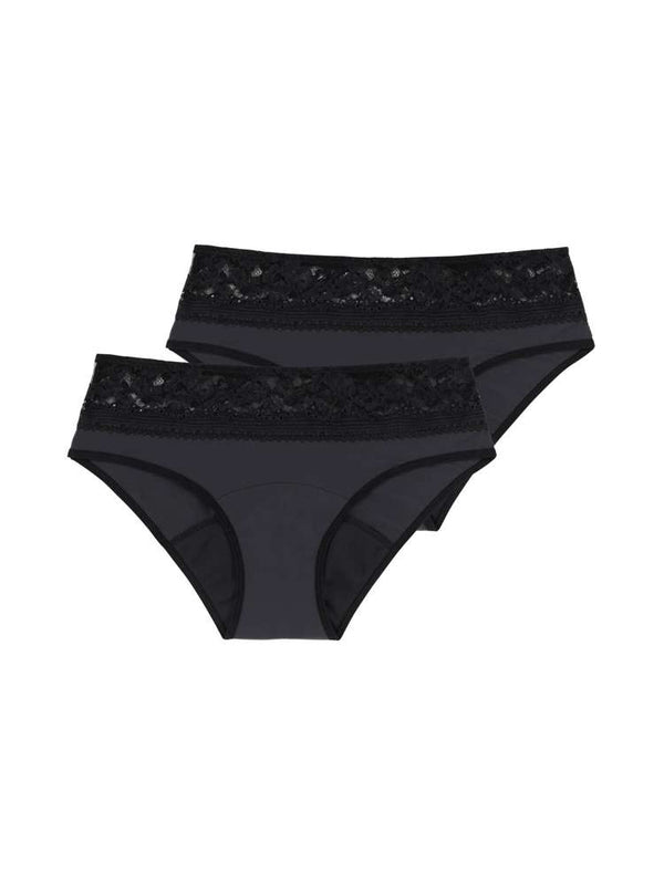 dorina 2 PACK PERIOD PANTIES LACE HIPSTER CLASSIC BLACK