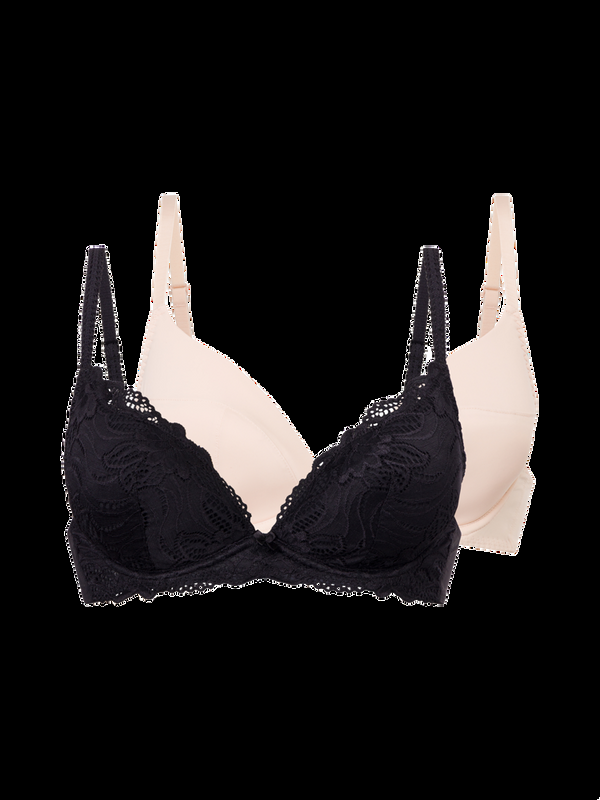 dorina 2 PACK ANGIE PUSH UP PLUNGE BRA BLACK/BEIGE