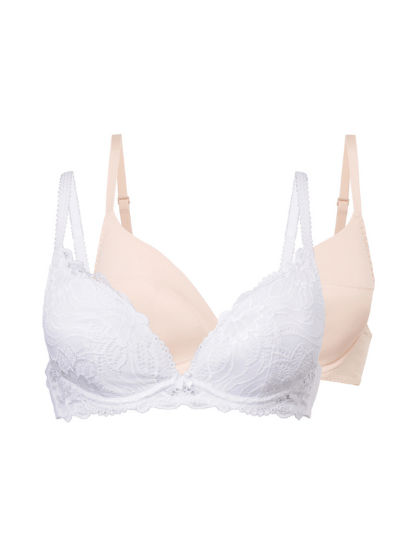 dorina 2 PACK ANGIE PUSH UP PLUNGE BRA WHITE/BEIGE