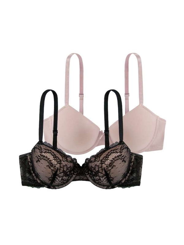 dorina 2 PACK CHLOE DEMI BRA BLACK/BLUSH