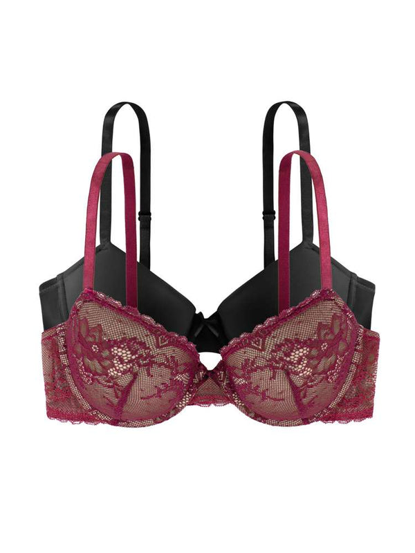 Dorina 2 PACK CHLOE DEMI BRA Red/Black
