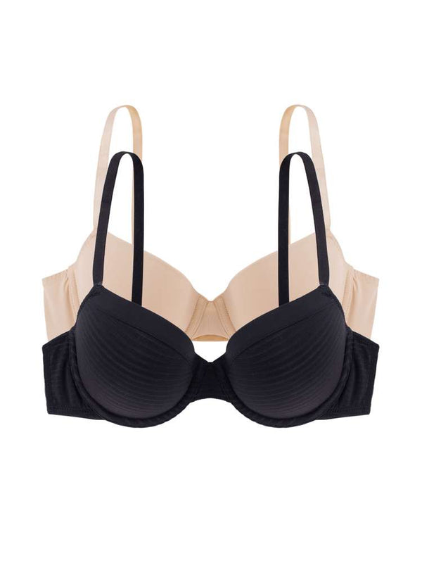 Dorina 2 PACK LOUISE DEMI BRA BLACK/BEIGE
