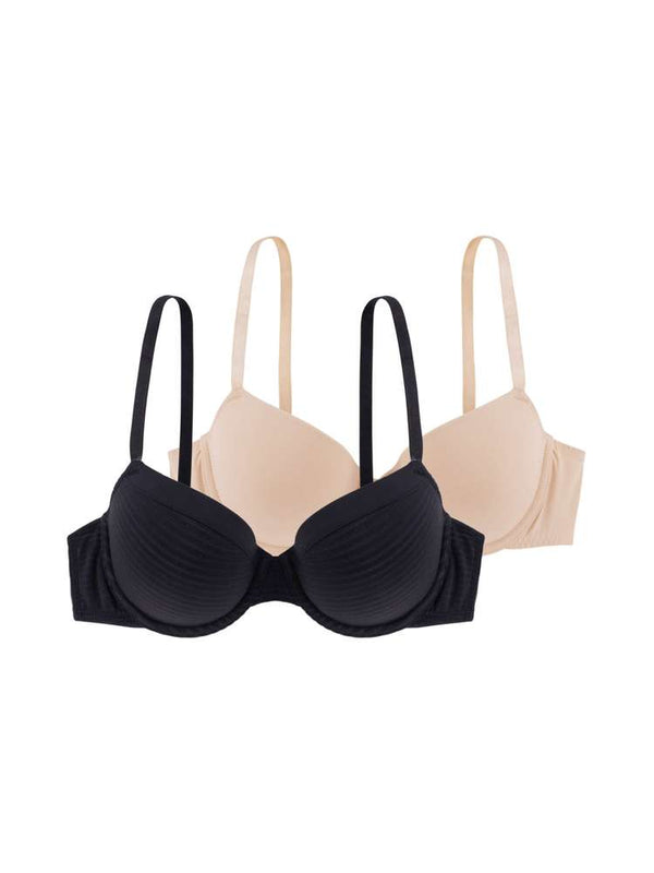 dorina 2 PACK LOUISE DEMI BRA BLACK/BEIGE