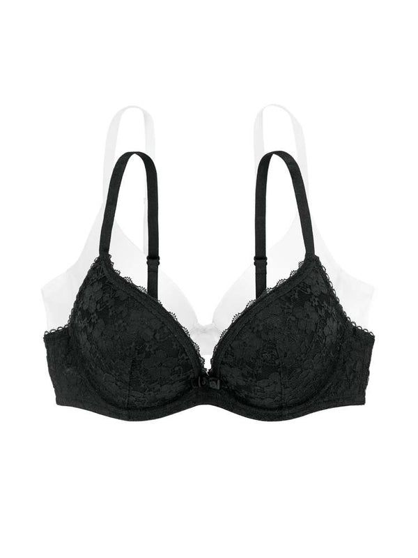 Dorina 2 PACK SONIA PUSH UP PLUNGE BRA BLACK/WHITE