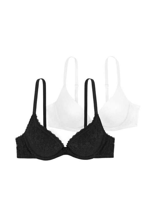 dorina 2 PACK SONIA PUSH UP PLUNGE BRA BLACK/WHITE