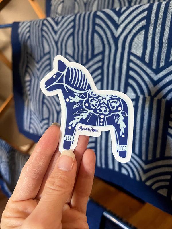 dottir Blue Dala Horse Sticker