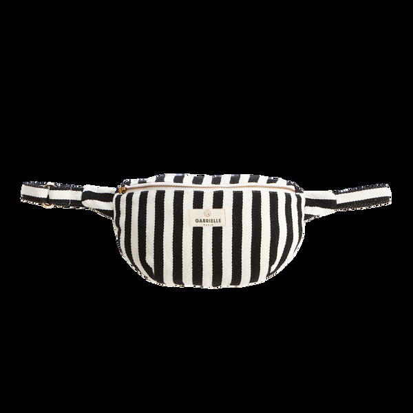 Dottir Cotton Fanny Pack In Black Stripes