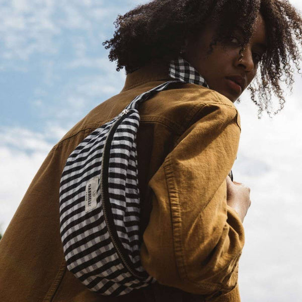 dottir Cotton Fanny Pack in Vichy Black